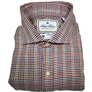 Brooks Brothers Luxury Shirt Thomas Mason Italian Fabric Tattersall 16 34 Reg